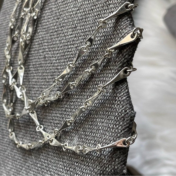 GIVENCHY |Small Bar Link Chain Silver Tone Multi-Strand 16" Long Necklace - Picture 6 of 16